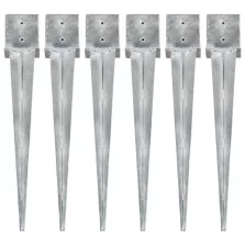   vidaXL 6 db ezüstszínű horganyzott acél kerítéstüske 14 x 14 x 91 cm