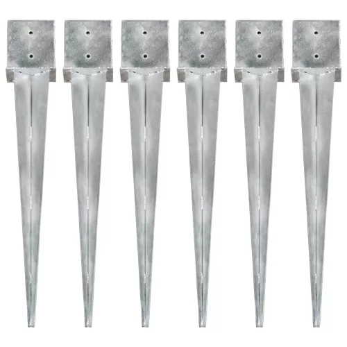 vidaXL 6 db ezüstszínű horganyzott acél kerítéstüske 14 x 14 x 91 cm