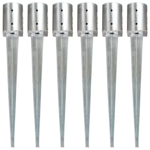 vidaXL 6 db ezüstszínű horganyzott acél kerítéstüske 10 x 76 cm