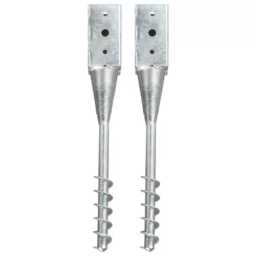 vidaXL 2 db ezüstszínű horganyzott acél kerítéstüske 10 x 10 x 57 cm