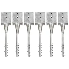   vidaXL 6 db ezüstszínű horganyzott acél kerítéstüske 12 x 12 x 56 cm