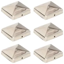   vidaXL 6 db gúla alakú rozsdamentes acél kerítésoszlop-sapka 71x71 mm