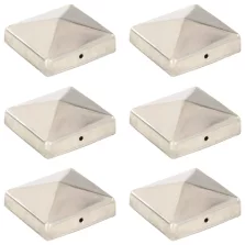   vidaXL 6 db gúla alakú rozsdamentes acél kerítésoszlop-sapka 81x81 mm