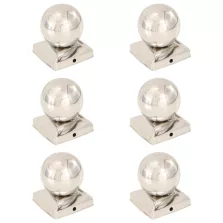   vidaXL 6 db gömb alakú rozsdamentes acél kerítésoszlop-sapka 91x91 mm