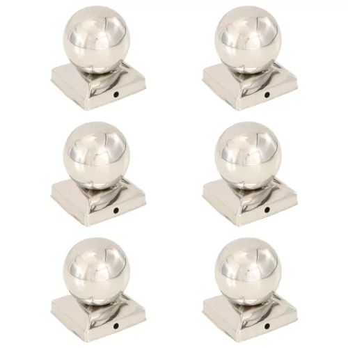 vidaXL 6 db gömb alakú rozsdamentes acél kerítésoszlop-sapka 91x91 mm