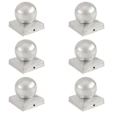   vidaXL 6 db gömb alakú horganyzott fém kerítésoszlop-sapka 91 x 91 mm