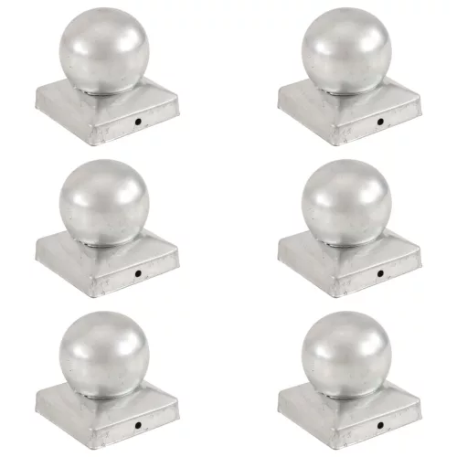 vidaXL 6 db gömb alakú horganyzott fém kerítésoszlop-sapka 91 x 91 mm