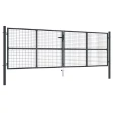   vidaXL szürke horganyzott acél hálós kerti kapu 400 x 125 cm