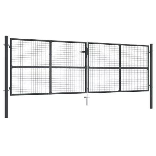 vidaXL szürke horganyzott acél hálós kerti kapu 400 x 125 cm