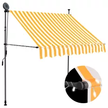   vidaXL fehér-narancssárga kézzel kihúzható LED-es napellenző 100 cm