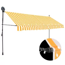   vidaXL fehér-narancssárga kézzel kihúzható LED-es napellenző 400 cm