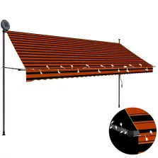   vidaXL narancssárga-barna kézzel feltekerhető LED-es napellenző 350 cm