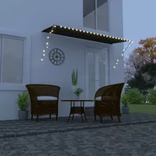   vidaXL feltekerhető antracitszürke napellenző LED-del 350 x 150 cm