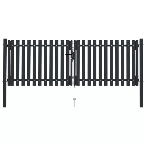 vidaXL antracitszürke kétajtós acél kerítéskapu 306 x 125 cm