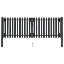   vidaXL antracitszürke kétajtós acél kerítéskapu 306 x 175 cm