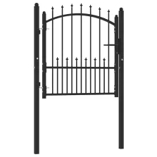 vidaXL fekete acél kerítéskapu cövekekkel 100 x 100 cm