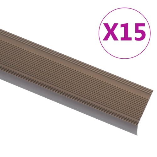 vidaXL 15 db barna L-alakú alumínium lépcsőélvédő 134 cm