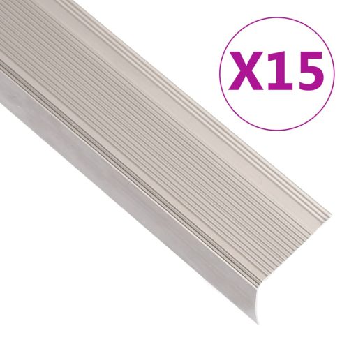 vidaXL 15 db pezsgőszínű L-alakú alumínium lépcsőélvédő 134 cm