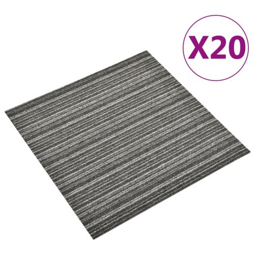 vidaXL 20 db csíkos antracitszürke szőnyegpadlólap 5 m² 50 x 50 cm