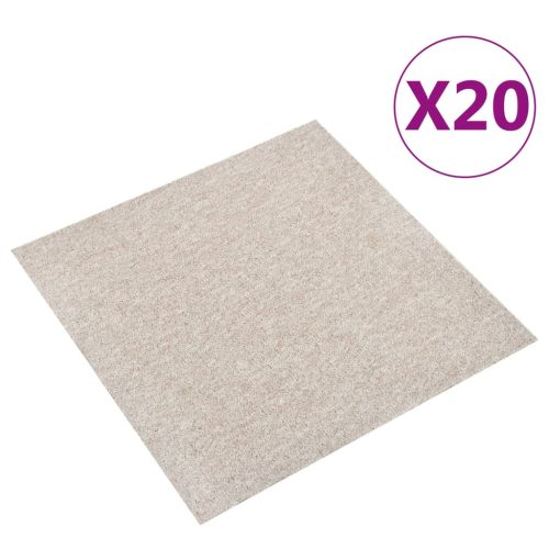 vidaXL 20 db világos bézsszínű szőnyegpadlólap 5 m² 50 x 50 cm