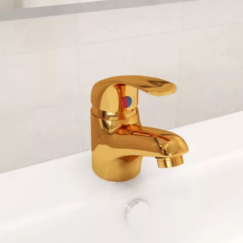 vidaXL aranyszínű mosdó csaptelep 13 x 10 cm