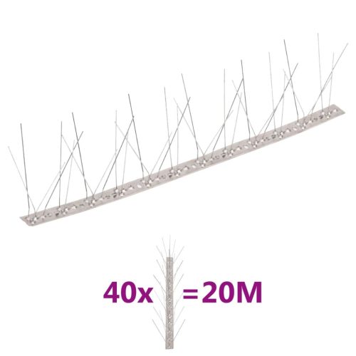 vidaXL 40 db 20 m-es 5-soros rozsdamentes acél madár- és galambtüske