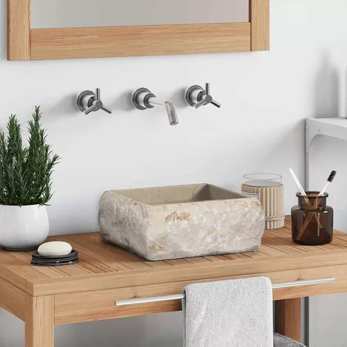 vidaXL krémszínű márvány mosdókagyló 30 x 30 x 13 cm