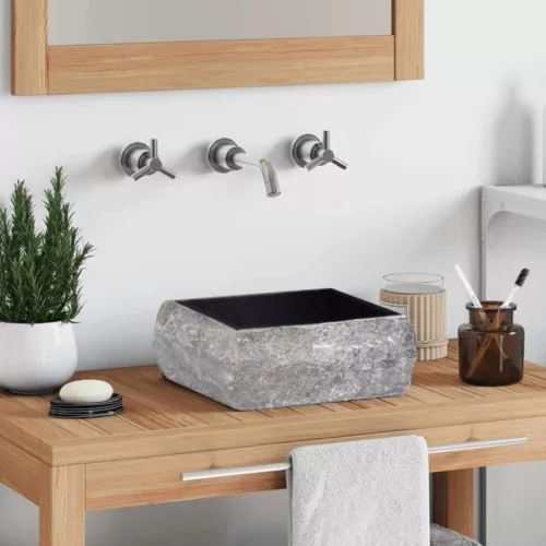 vidaXL fekete márvány mosdókagyló 30 x 30 x 13 cm