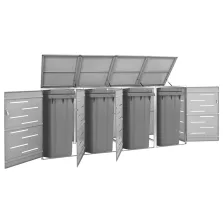   vidaXL acéltároló négy gurítható szemeteskukához 276,5x77,5x112,5 cm