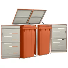   vidaXL acéltároló két gurítható szemeteskukához 138 x 77,5 x 112,5 cm
