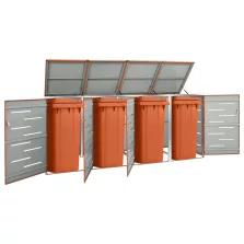   vidaXL acéltároló négy gurítható szemeteskukához 276,5x77,5x112,5 cm