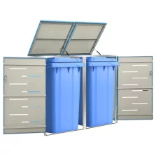   vidaXL acéltároló két gurítható szemeteskukához 138 x 77,5 x 112,5 cm
