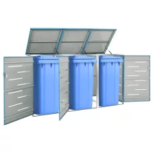   vidaXL acél tároló három gurítható szemeteskukához 207x77,5x112,5 cm