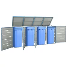   vidaXL acéltároló négy gurítható szemeteskukához 276,5x77,5x112,5 cm