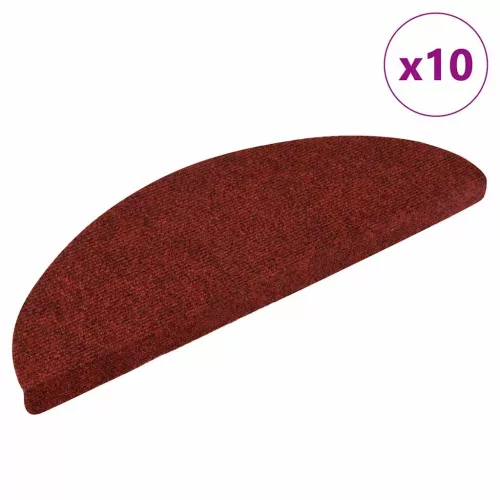 vidaXL 10 db öntapadós lépcsőszőnyeg 56 x 17 x 3 cm bordói félkör alakú