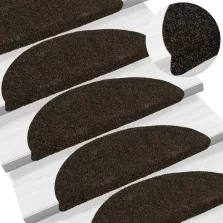   vidaXL 5 db öntapadós lépcsőszőnyeg 56 x 17 x 3 cm sötétbarna félkör alakú