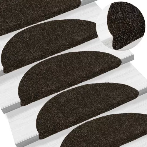vidaXL 5 db öntapadós lépcsőszőnyeg 56 x 17 x 3 cm sötétbarna félkör alakú