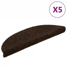   vidaXL 5 db öntapadós lépcsőszőnyeg 56 x 17 x 3 cm barna félkör alakú