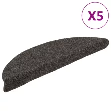   vidaXL 5 db öntapadós lépcsőszőnyeg 56 x 17 x 3 cm antracitszürke félkör alakú