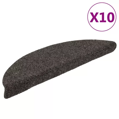 vidaXL 10 db öntapadós lépcsőszőnyeg 56 x 17 x 3 cm antracit félkör alakú