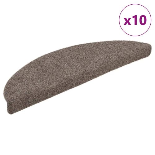 vidaXL 10 db öntapadós lépcsőszőnyeg 56 x 17 x 3 cm bézs félkör alakú