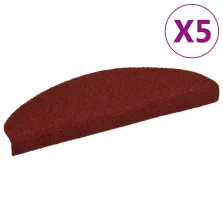   vidaXL 5 db öntapadós lépcsőszőnyeg 65 x 21 x 4 cm bordói félkör alakú nagyméretű