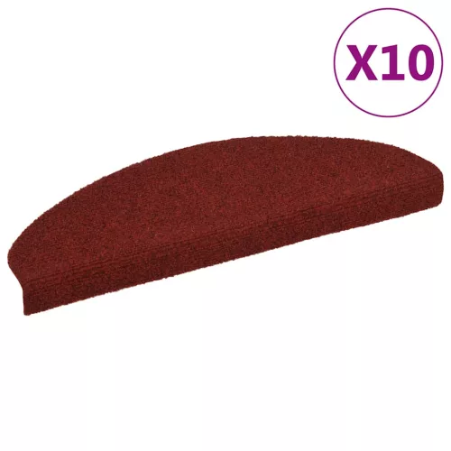 vidaXL 10 db öntapadós lépcsőszőnyeg 65 x 21 x 4 cm bordói piros félkör alakú nagy