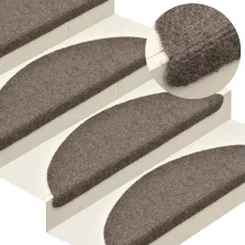   vidaXL 10 db öntapadós lépcsőszőnyeg 65 x 21 x 4 cm bézs félkör alakú nagy
