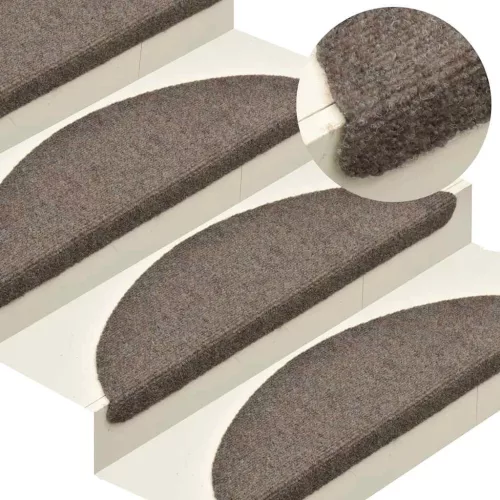 vidaXL 10 db öntapadós lépcsőszőnyeg 65 x 21 x 4 cm bézs félkör alakú nagy