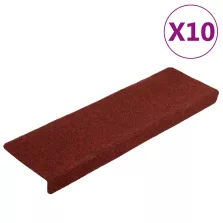   vidaXL 10 db öntapadós lépcsőszőnyeg 65 x 21 x 4 cm bordói téglalap alakú széllel