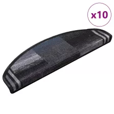   vidaXL 10 db fekete és szürke öntapadó lépcsőszőnyeg 65x21x4 cm