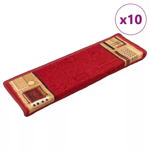 vidaXL 10 db piros öntapadó lépcsőszőnyeg 65x21x4 cm