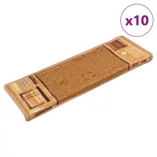 vidaXL 10 db bézs öntapadó lépcsőszőnyeg 65x21x4 cm