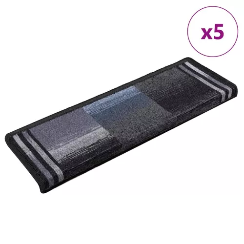 vidaXL 5 db fekete és szürke öntapadó lépcsőszőnyeg 65x21x4 cm